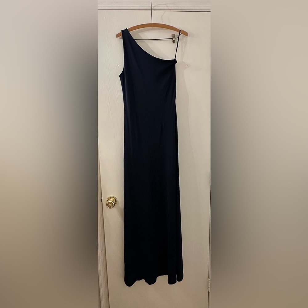 Lauren Ralph Lauren Vintage One Shoulder Navy Gown Medium - Picture 2 of 5